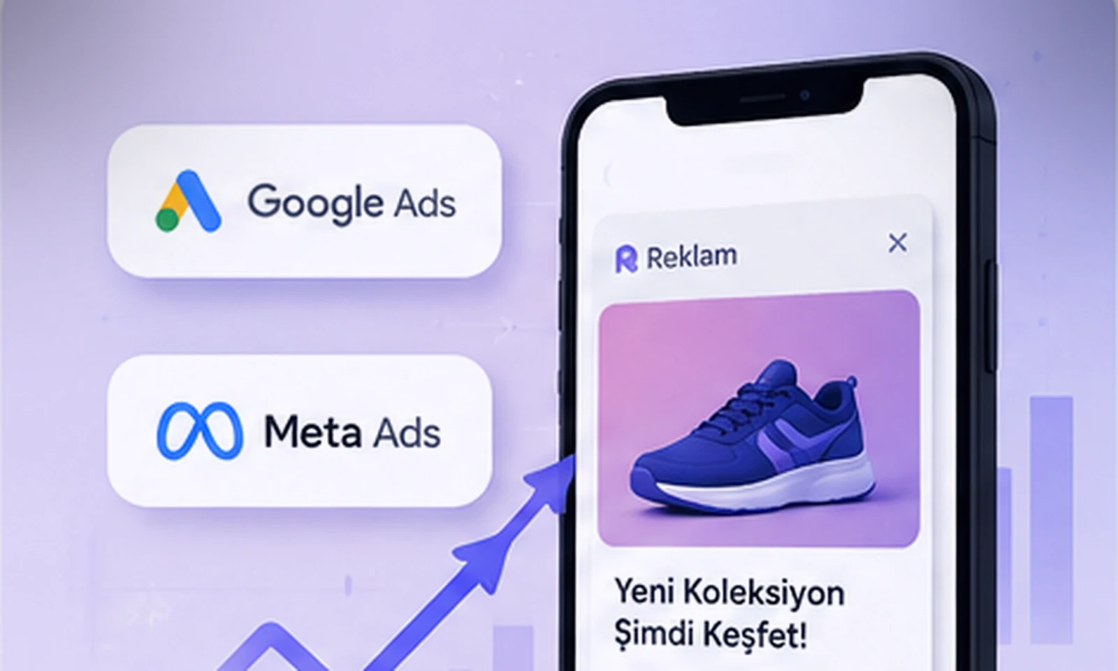 Google Ads ve Meta Ads kampanya yönetimi performans görseli